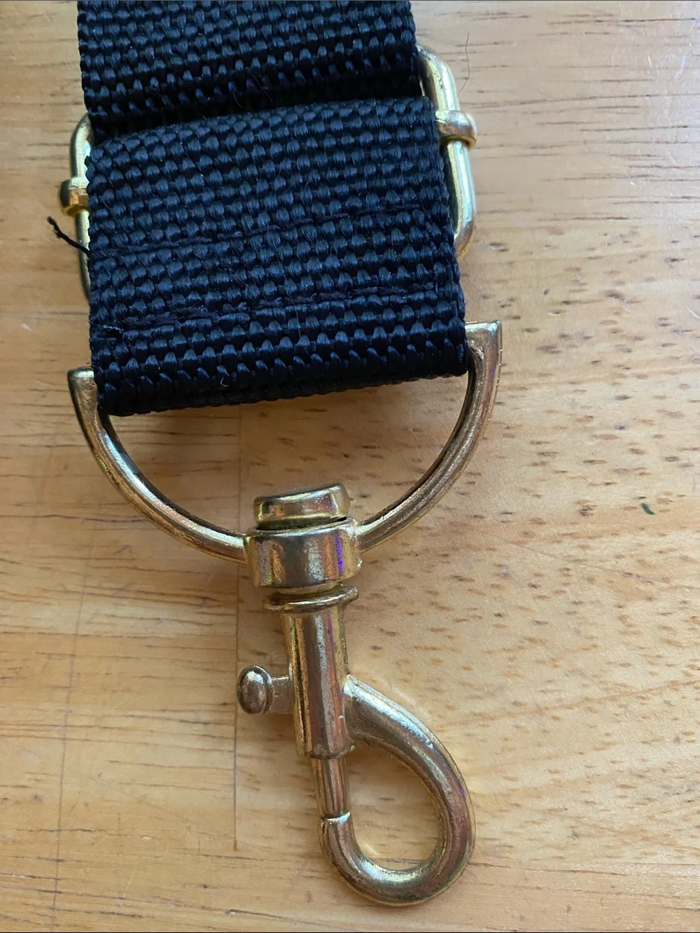 V ! Black canvas gold tone hardware 27-43” strap for bag